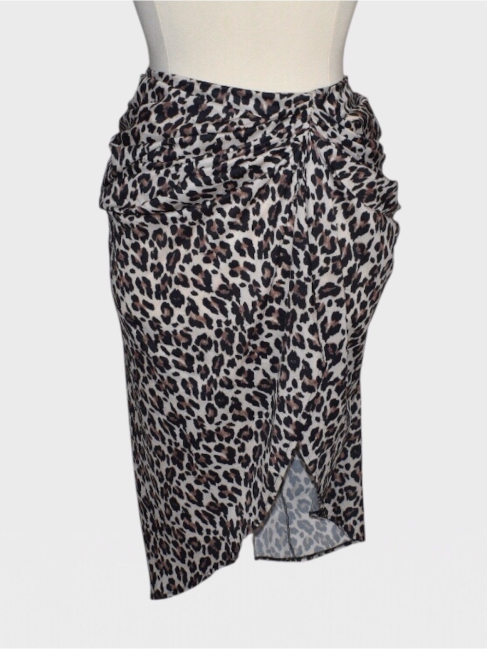 PrettyLittleThing Leopard Print Ruched Pencil Skirt